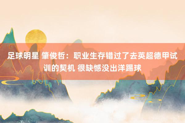 足球明星 肇俊哲：职业生存错过了去英超德甲试训的契机 很缺憾没出洋踢球