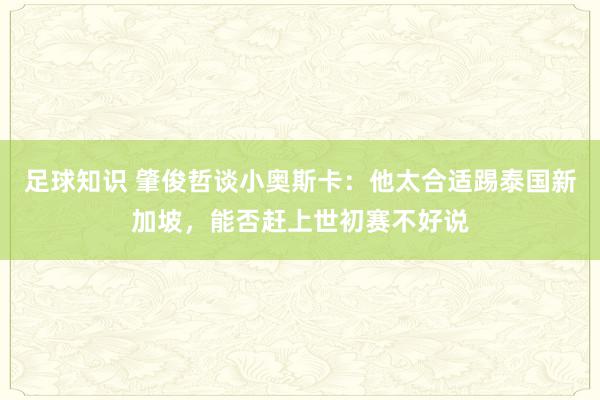 足球知识 肇俊哲谈小奥斯卡：他太合适踢泰国新加坡，能否赶上世初赛不好说