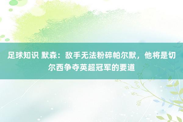 足球知识 默森：敌手无法粉碎帕尔默，他将是切尔西争夺英超冠军的要道