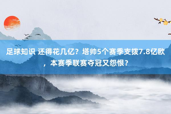 足球知识 还得花几亿？塔帅5个赛季支拨7.8亿欧，本赛季联赛夺冠又怨恨？